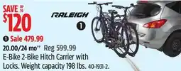 Canadian Tire Raleigh E-Bike 2-Bike Hitch Carrier with Lock offer