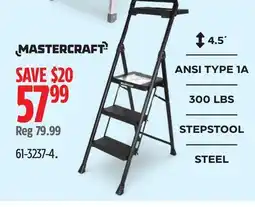 Canadian Tire Mastercraft 3-Step Ladder Heavy-Duty Metal/Plastic Folding Step Stool, 300-lb, 4.5 ft offer