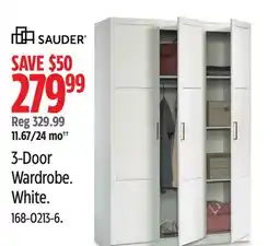 Canadian Tire Sauder 3-Door Wardrobe. White offer