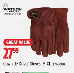 Canadian Tire Watson Cowhide Driver Gloves. M-XL offer