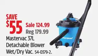Canadian Tire Mastervac 37L Detachable Blower Wet/Dry Vac offer