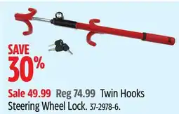 Canadian Tire MotoMaster Twin Hooks Steering Wheel Lock offer