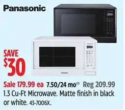 Canadian Tire Panasonic 1.3Cu-Ft Microwave offer