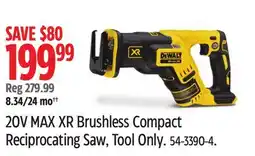 Canadian Tire 20V MAX XR Brushless Compact Reciprocating Saw, Tool Only offer
