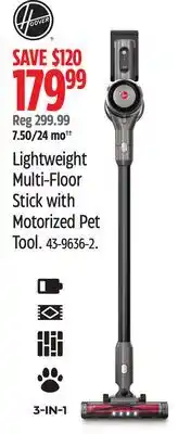 Canadian Tire Lightweight Multi-Floor Stick with Motorized Pet Tool offer