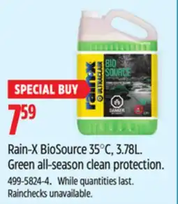 Canadian Tire Rain-X BioSource 35°C, 3.78L. Green all-season clean protection offer