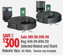 Canadian Tire Selected iRobot and Shark Robotic Vacs offer