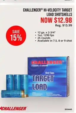 Cabela's CHALLENGER HI-VELOCITY TARGET LOAD SHOTSHELLS offer