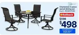 Walmart Charleston 5-piece swivel dining set offer