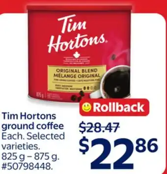 Walmart Tim Hortons ground coffee offer