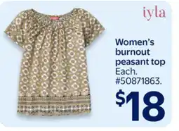 Walmart Women's burnout peasant top offer