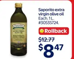 Walmart Saporito extra virgin olive oil offer