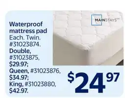 Walmart Waterproof mattress pad offer