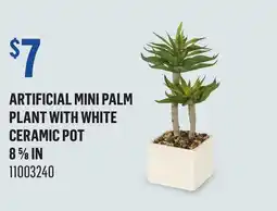 Canac Artificial Mini Palm Plant with White Ceramic Pot offer