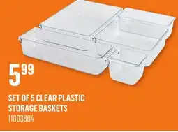 Canac Set of 5 Clear Plastic Storage baskets offer