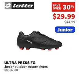 Sports Experts Lotto Junior ULTRA PRESS FG Junior outdoor soccer shoes offer