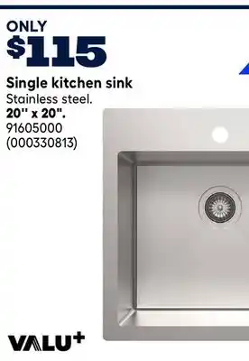 RONA VALU+ Single kitchen sink 20'' x 20 offer