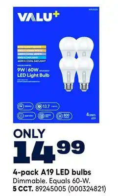 RONA VALU+ 4-pack A19 LED bulbs offer