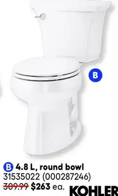 RONA KOHLER toilets, 4.8 L, round bowl offer