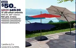 RONA Landon & Co 11' LED offset umbrella offer