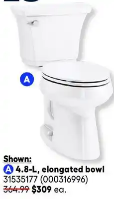 RONA KOHLER toilets 4.8-L, elongated bowl offer