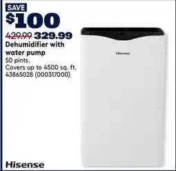 RONA Hisense Dehumidifier with water pump offer