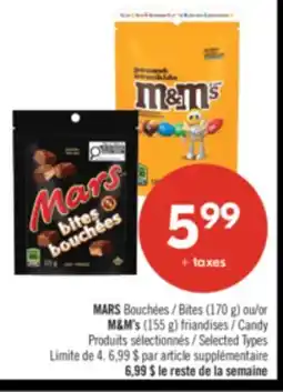 Pharmaprix MARS Bites (170 g) or M&M's (155 g) Candy offer
