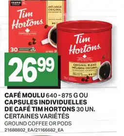 L'Intermarché CAFÉ MOULU, 640 - 875 G OU CAPSULES INDIVIDUELLES DE CAFÉ, 30 UN. | GROUND COFFEE OR PODS offer