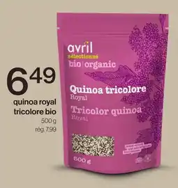 Avril quinoa royal tricolore bio offer