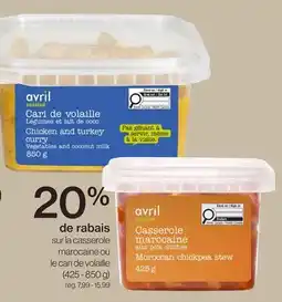 Avril sur la casserole marocaine ou le cari de volaille offer