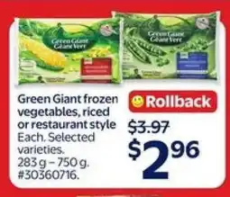 Walmart Green Giant Frozen Vegetables offer
