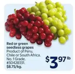 Walmart RED OR GREEN SEEDLESS GRAPES offer