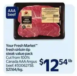 Walmart Your Fresh Market fresh sirloin tip steak value pack offer