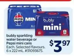 Walmart bubly sparkling water beverage or Pepsi mini cans offer