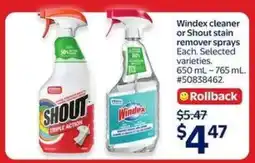 Walmart Windex cleaner or Shout stain remover sprays offer