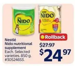Walmart NESTLÉ NIDO NUTRITIONAL SUPPLEMENT offer