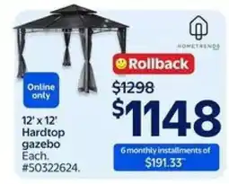 Walmart 12' x 12' Hardtop Gazebo offer