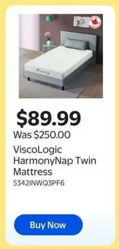 Walmart ViscoLogic HarmonyNap Twin Mattress offer