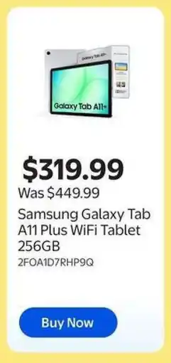 Walmart Samsung Galaxy Tab A11 Plus WiFi Tablet 256GB offer