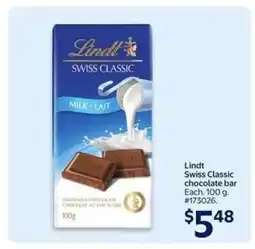 Walmart LINDT SWISS CLASSIC CHOCOLATE BAR offer