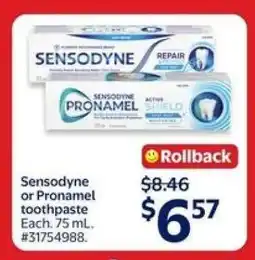 Walmart Sensodyne or Pronamel Toothpaste offer