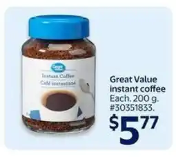 Walmart Great Value instant coffee offer