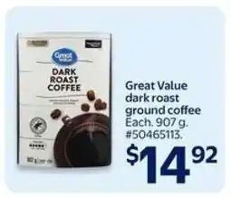 Walmart Great Value Dark Roast Ground Coffee offer