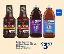Walmart Bull's-Eye 425 mL or Diana Sauce 500 mL BBQ Sauce offer