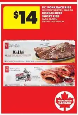 Real Canadian Superstore PC Pork Back Ribs or Korean Beef Short Ribs offer