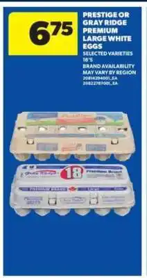 Real Canadian Superstore Prestige or Gray Ridge Premium Large White Eggs offer