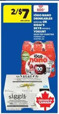 Real Canadian Superstore IÖGO Nano Drinkables or Siggi's Skyr Yogurt offer