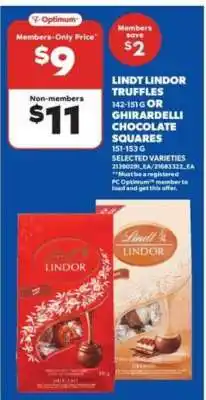 Real Canadian Superstore Lindt Lindor Truffles or Ghirardelli Chocolate Squares offer