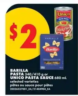 No Frills Barilla Pasta or Unico Pasta Sauce offer