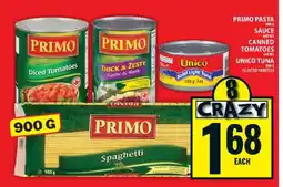 Food Basics Primo Pasta, Sauce, Canned Tomatoes, Unico Tuna offer